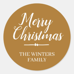 Fröhliche Weihnachten Familie Gold Runder Aufkleber