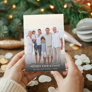 Fröhliche Weihnachten Familienfoto Urlaubskarte Einladung