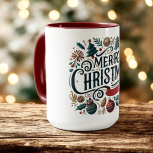 Fröhliche Weihnachten Festliche Dekorative Familie Tasse