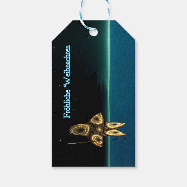 Frohliche Weihnachten - Fraktal Inuit Hunter Geschenkanhänger (Vorderseite)