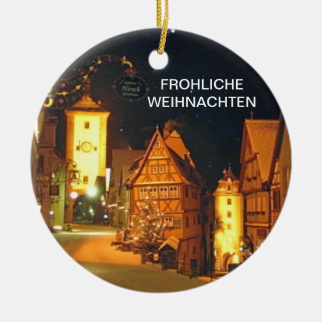 FROHLICHE WEIHNACHTEN (FROHE WEIHNACHTEN) KERAMIKORNAMENT (Vorne)