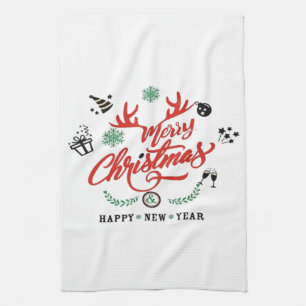 Fröhliche Weihnachten - Frohes Neues Jahr Geschirrtuch