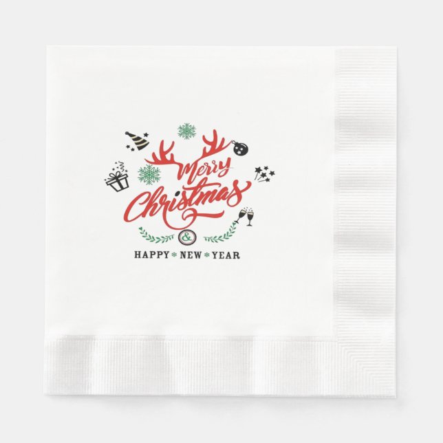 Fröhliche Weihnachten - Frohes Neues Jahr Serviette (Vorderseite)