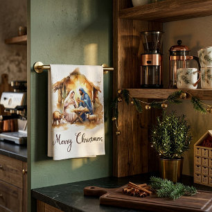 Fröhliche Weihnachten Geburt Geschirrtuch