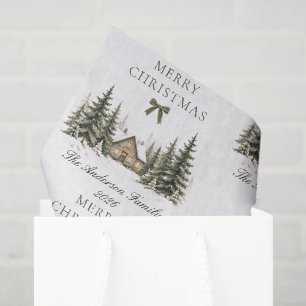 Fröhliche Weihnachten Gemütliches Winterhäuschen O Seidenpapier