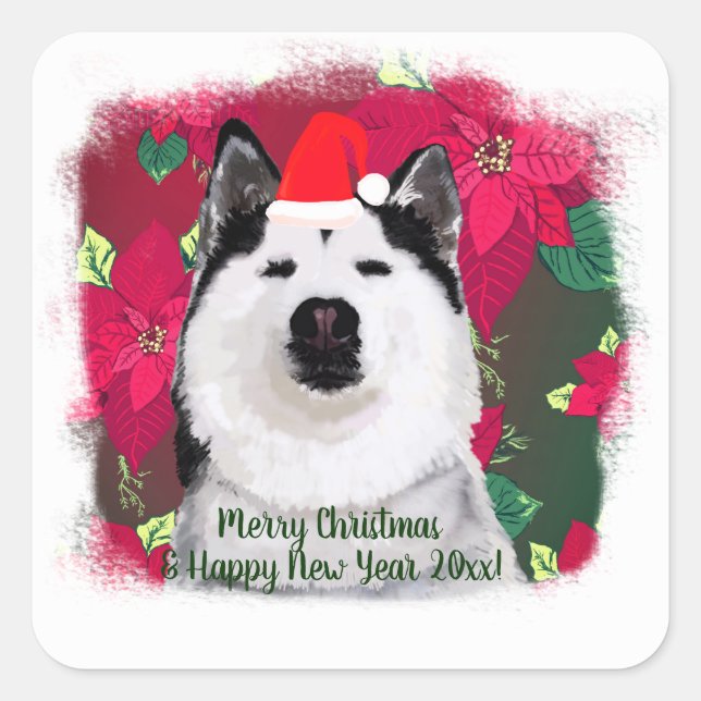 Fröhliche Weihnachten, glückliches neues Jahr Stuc Quadratischer Aufkleber (Vorderseite)