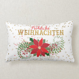 Frohliche Weihnachten Gold Glitzer Poinsettia Xmas Lendenkissen