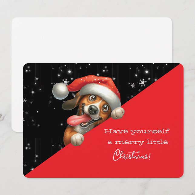 Fröhliche Weihnachten Grinsender Hund (Vorne/Hinten)