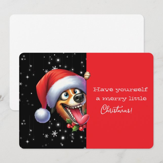 Fröhliche Weihnachten Grinsender Hund (Vorne/Hinten)
