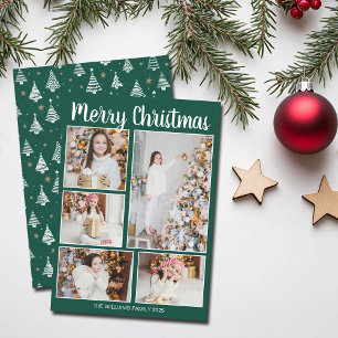Fröhliche Weihnachten Grüne Bäume Familienfoto-Col