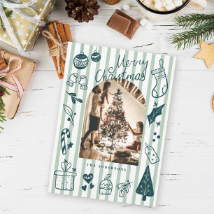 Fröhliche Weihnachten Grüne Handgezeichnete Liebli