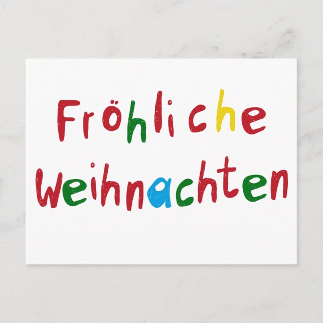 Fröhliche Weihnachten - Grußkarte bunt Postkarte (Vorderseite)