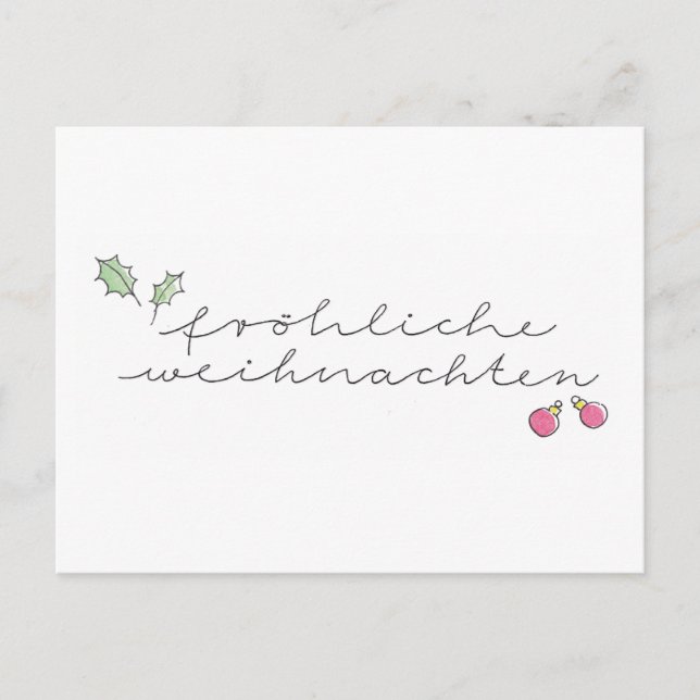 Fröhliche Weihnachten: Grußkarte Handschrift Feiertagspostkarte (Vorderseite)
