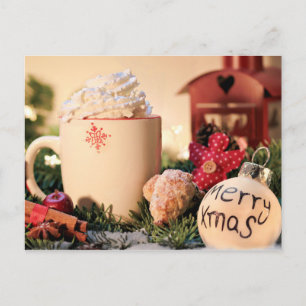 Fröhliche Weihnachten Heiße Schokolade Weihnachts- Postkarte
