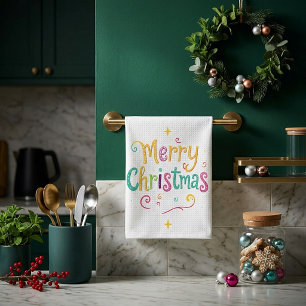 Fröhliche Weihnachten hell und kühl Geschirrtuch