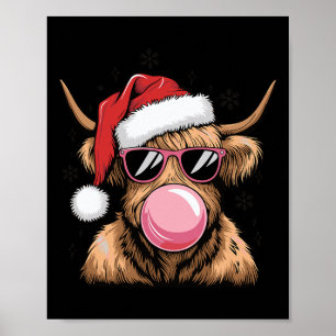 Fröhliche Weihnachten Hochland Kuh Design Xmas Kuh Poster