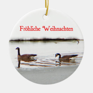 Frohliche Weihnachten - Honkers - Geese in Kanada Keramik Ornament