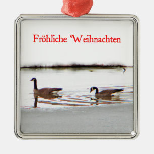 Frohliche Weihnachten - Honkers - Geese in Kanada Silbernes Ornament