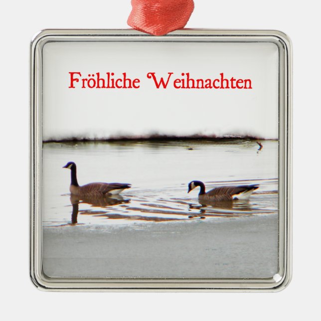 Frohliche Weihnachten - Honkers - Geese in Kanada Silbernes Ornament (Vorne)