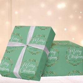 Fröhliche Weihnachten Hübscher grüner Kraut Custom Geschenkpapier