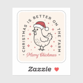 Fröhliche Weihnachten Huhn lustiger Bauernhof rote Aufkleber