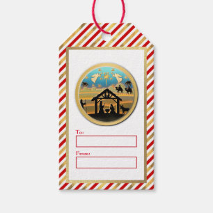 Fröhliche Weihnachten, Jesuskind Krippenszene Geschenkanhänger