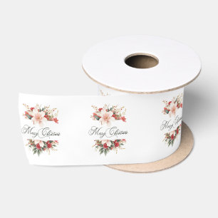 Fröhliche Weihnachten Kalligrafie Wasserfarbe Flor Satinband