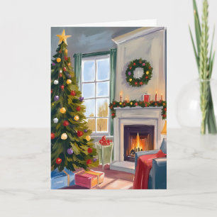 Fröhliche Weihnachten Kamin Baum Fröhlich