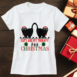 Fröhliche Weihnachten Katze Lustig Süß Personalisi T-Shirt