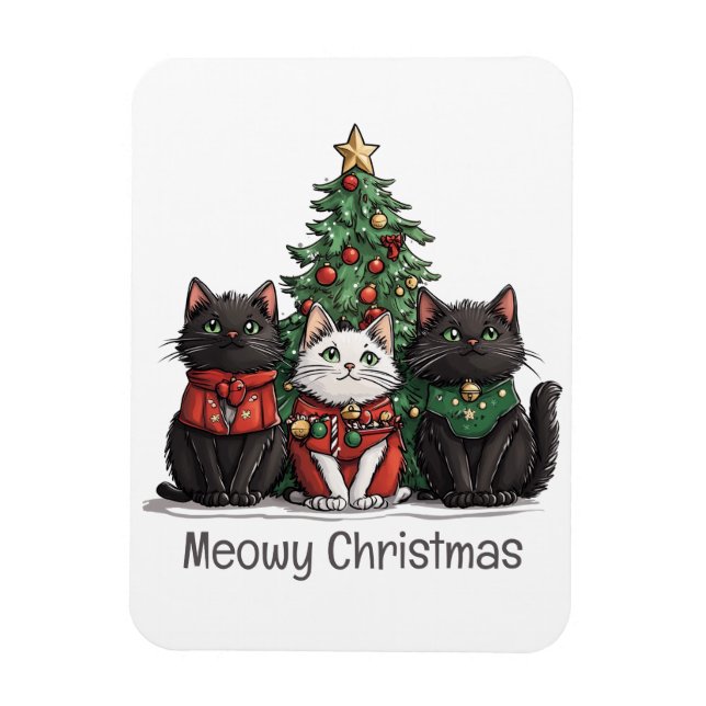 Fröhliche Weihnachten Katzen Feiertagsbaum Magnet (Vertikal)