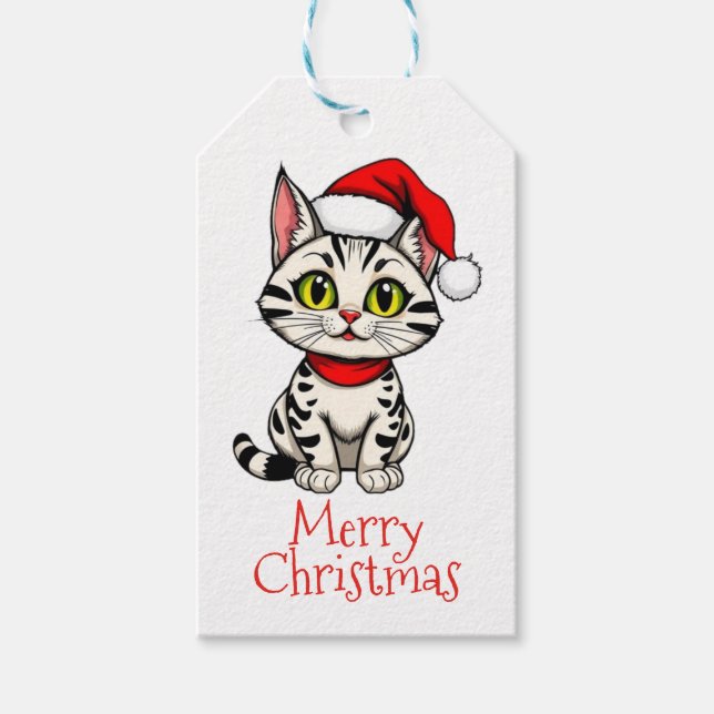 Fröhliche Weihnachten Kitty Katze Geschenkanhänger (Vorderseite)