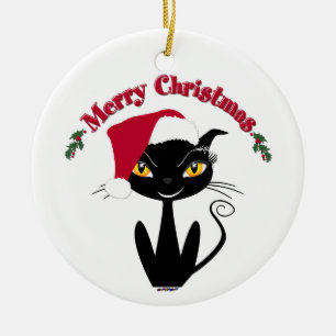 Fröhliche Weihnachten Kitty Katze Keramikornament