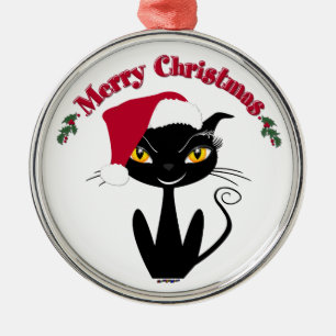 Fröhliche Weihnachten Kitty Katze Silbernes Ornament