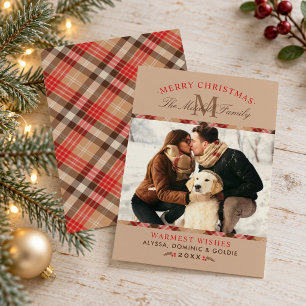 Fröhliche Weihnachten Klassische Plaid-Monogramm-F