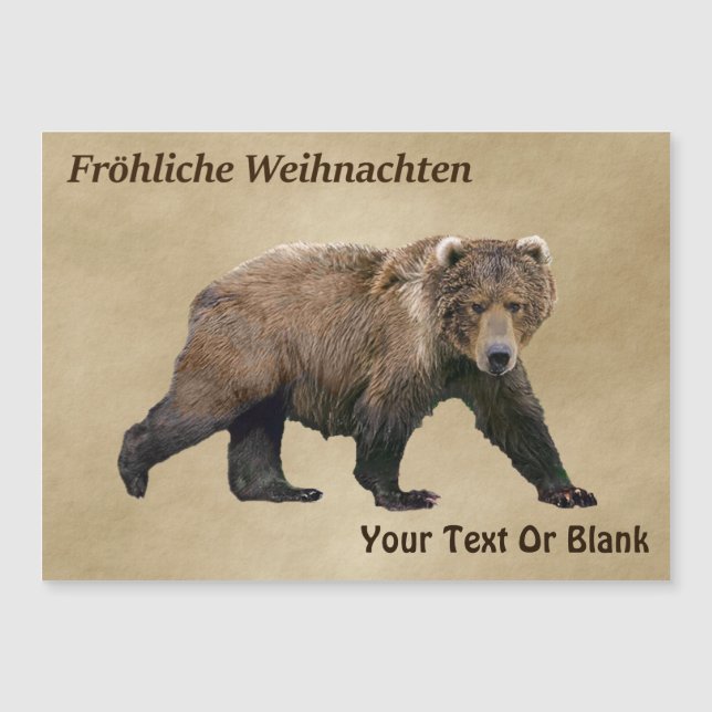 Fröhliche Weihnachten - Kodiak Bear Magnetkarte (Vorderseite)