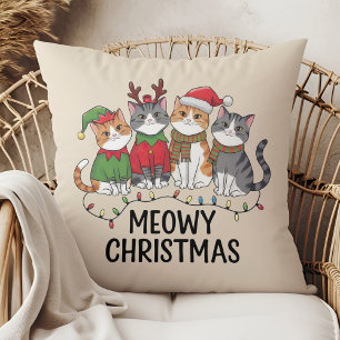 Fröhliche Weihnachten Lustige Katzen - Süße Feiert Kissen