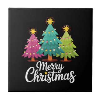Fröhliche Weihnachten Lustiges Buntes Weihnachtsba Fliese