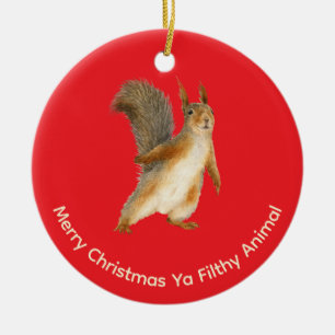 Fröhliche Weihnachten Lustiges Schweinisches Eichh Keramik Ornament