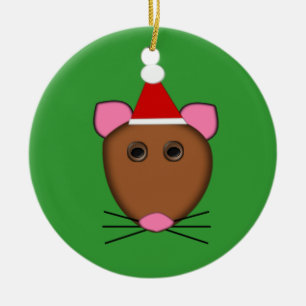 Fröhliche Weihnachten Maus-Ornament Keramikornament