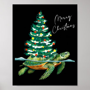 Fröhliche Weihnachten Meeresschildkröte Xmas Baum Poster