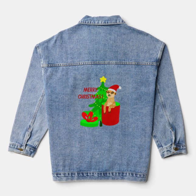 fröhliche Weihnachten meerkat santa lustig Jeansjacke (Rückseite)