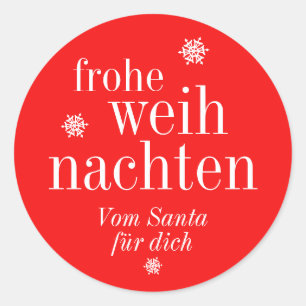 Fröhliche Weihnachten Merry Christmas Deutsch Runder Aufkleber