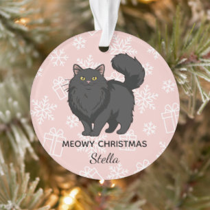"Fröhliche Weihnachten, Miau" Personalisierte schw Ornament
