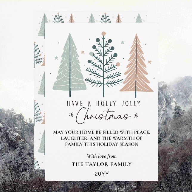 Fröhliche Weihnachten Minimalist Boho Bäume (Holly Jolly Christmas Minimalist Boho Trees Holiday Card
)