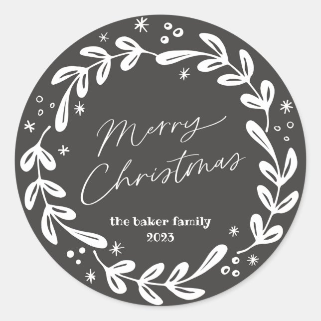 fröhliche Weihnachten, modern, farbenfroh, typogra Runder Aufkleber (Vorderseite)