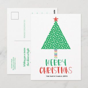 Fröhliche Weihnachten Moderne farbenfrohe Festtags Postkarte