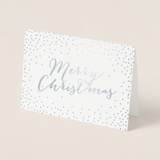 Fröhliche Weihnachten Moderne Silver Foil Confetti Folienkarte (Vorderseite)