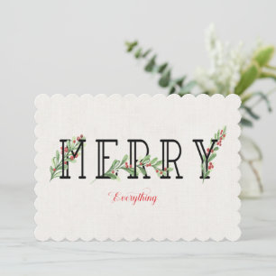 Fröhliche Weihnachten Moderne Stechpalmen Grün und