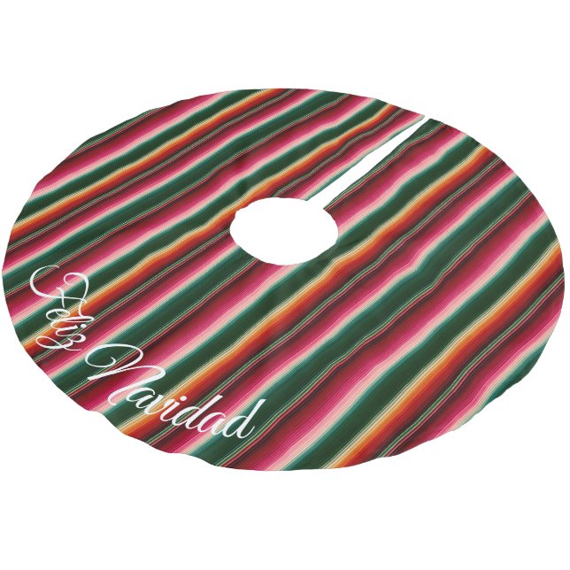 Fröhliche Weihnachten Navidad Polyester Weihnachtsbaumdecke (Schrägansicht)