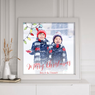 Fröhliche Weihnachten Niedliche Streichlichter Fotodruck